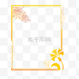金色手绘花朵边框