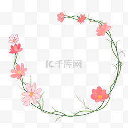 边框花卡通图片_粉色的花朵花藤边框