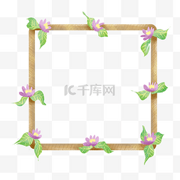 可爱框正方形图片_春夏紫色可爱花朵边框
