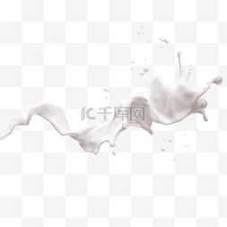 白色牛奶液体飞溅3d元素