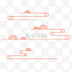 红色中国风图片_中国风红色细线祥云元素