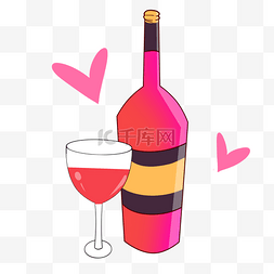 粉色的红酒酒瓶插画