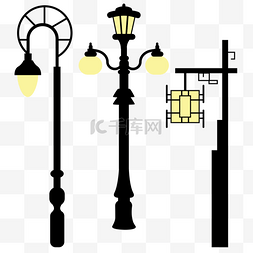 街道路灯卡通图片_卡通黑色庭院street lamp