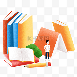 书籍铅笔图片_彩色读书学习