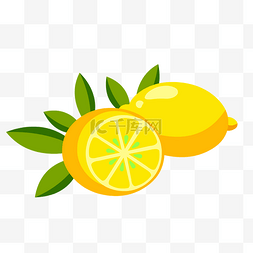 绿叶柠檬水果图片