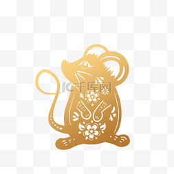 鼠年送福图片_金色鼠年花纹形象