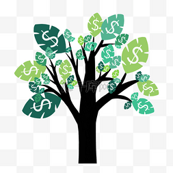 绿色的美元符号钱树