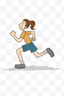 运动卡通女人图片_运动跑步女人扁平风PNG图片