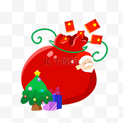 圣诞礼物袋福袋图片_圣诞节红色红包