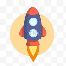 小火箭元素图片_卡通蓝色小火箭素材