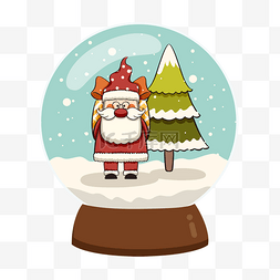 可爱的水晶球圣诞老人和圣诞树元