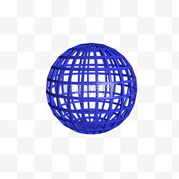 C4D创意立体蓝色镂空球