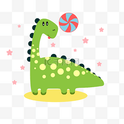 绿色恐龙和糖果插图
