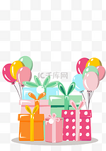 节日气球礼物堆