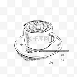 线描勺子图片_线描食物咖啡