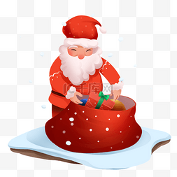 雪地礼盒图片_圣诞节分礼物的圣诞老人