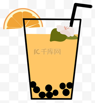 手绘夏季饮料茉莉橘子汁png