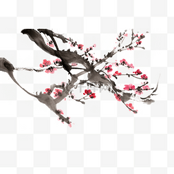 花开手绘图片_水墨画冬季梅花开