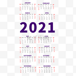新年日历矢量图片_2021 calendar 新年简洁矢量日历排版