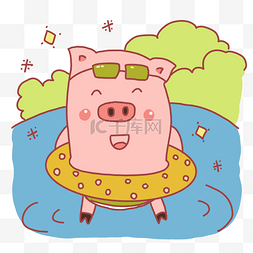 游泳的小猪图片_游泳的小猪