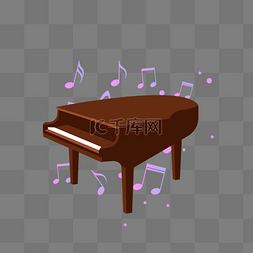 演奏钢琴卡通图片_棕色的音乐钢琴插画
