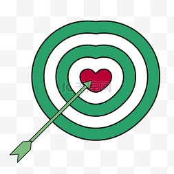红心箭图片_描边矢量绿色爱心箭靶
