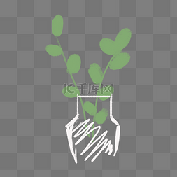 绿色植物花瓶元素