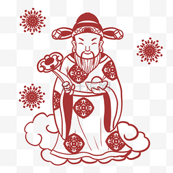 新年财神红色图片_新年财神爷剪纸