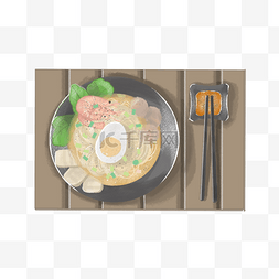 日式手绘面条图片_扁平日式料理面条PNG素材