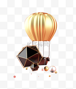几何热气球图片_C4D电商促销几何立体热气球