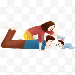 婴儿兜兜图片_母婴主题之父母与婴儿温馨插画