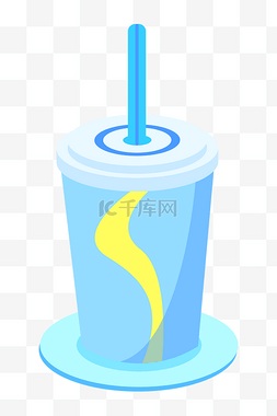 蓝色交杯酒插画图片_立体蓝色饮料杯