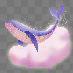 星空云朵图片_梦幻动物鲸鱼和云朵