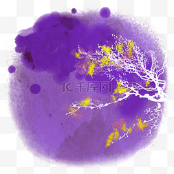 紫色底图图片_紫色树枝不规则边框