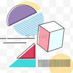 孟菲斯潮流线条几何拼接装饰图案