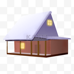 紫色雪景建筑房屋插画
