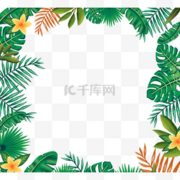 热带树叶子图片_手绘风格热带树叶边框