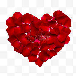 红玫瑰花瓣元素图片_红玫瑰花瓣组成的爱心