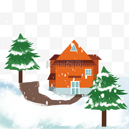 雪地房子冬天松树