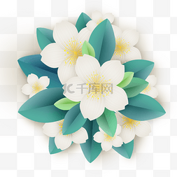 立体折纸花朵图片_折纸感白色桃花