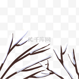 枇杷叶树枝图片_白色冬季雪景树枝