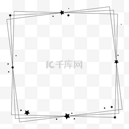 黑白线条边框素材图片_可爱黑白色系漂浮五星简约边框