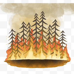 手绘风格森林大火元素