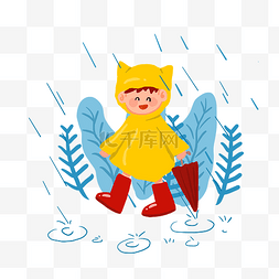 乌鸦穿雨衣图片_春季降雨穿雨衣小孩