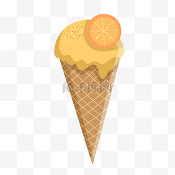 黄色冰淇淋甜筒插画
