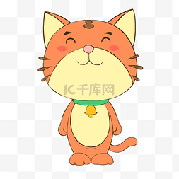 儿童节橙色手绘卡通可爱小猫微笑