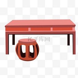 桌子圆图片_红色桌子凳子