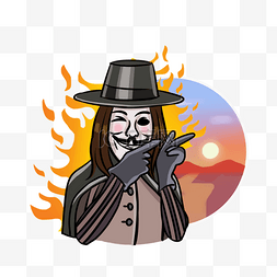 红色欢庆年夜饭图片_手绘guy fawkes day人物