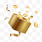 金色金币礼盒元素插画