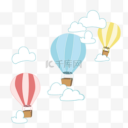 热气球png图片_热气球和云